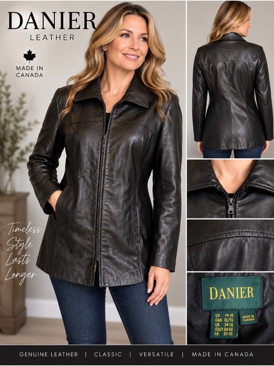 Danier Jackets & Blazers - Danier Vintage Black Genuine Leather Jacket Made in Canada XL 14-16